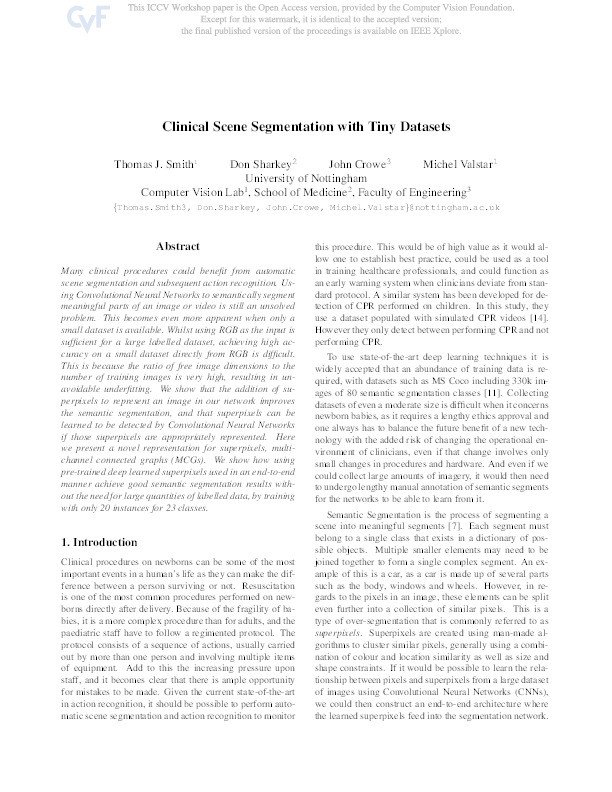 Clinical Scene Segmentation with Tiny Datasets Thumbnail