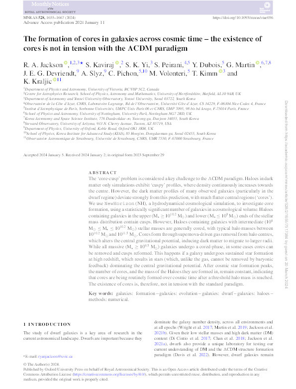 The formation of cores in galaxies across cosmic time - the existence of cores is not in tension with the ΛCDM paradigm Thumbnail