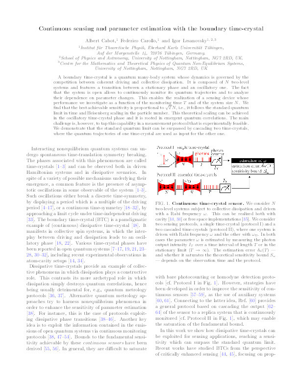 Continuous Sensing and Parameter Estimation with the Boundary Time Crystal Thumbnail