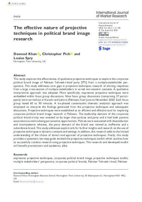 The effective nature of projective techniques in political brand image research Thumbnail