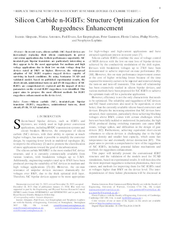 Silicon Carbide n-IGBTs: Structure Optimization for Ruggedness Enhancement Thumbnail