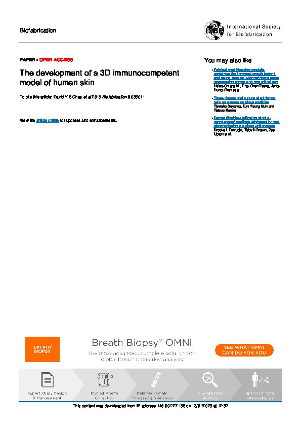 The development of a 3D immunocompetent model of human skin Thumbnail