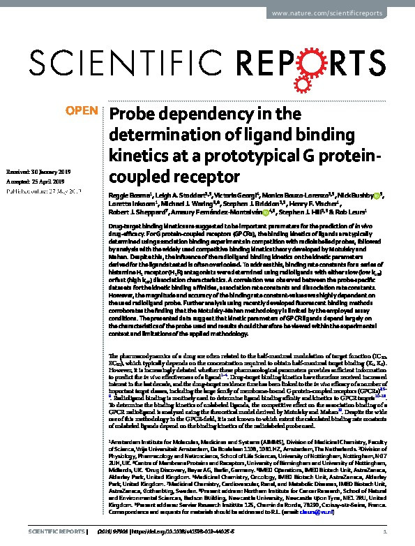 Probe dependency in the determination of ligand binding kinetics at a prototypical G protein-coupled receptor Thumbnail