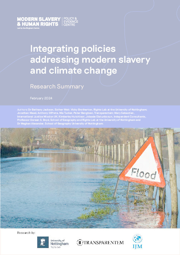 Integrating policies addressing modern slavery and climate change: Research Summary Thumbnail