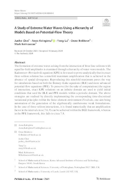 A study of extreme water waves using a hierarchy of models based on potential-flow theory Thumbnail