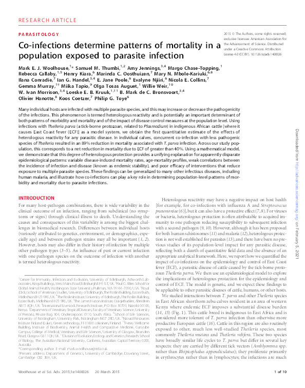 Co-infections determine patterns of mortality in a population exposed to parasite infection Thumbnail