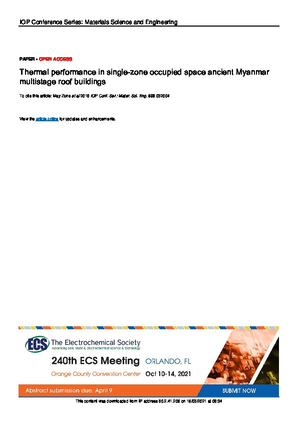 Thermal performance in single-zone occupied space ancient Myanmar multistage roof buildings Thumbnail