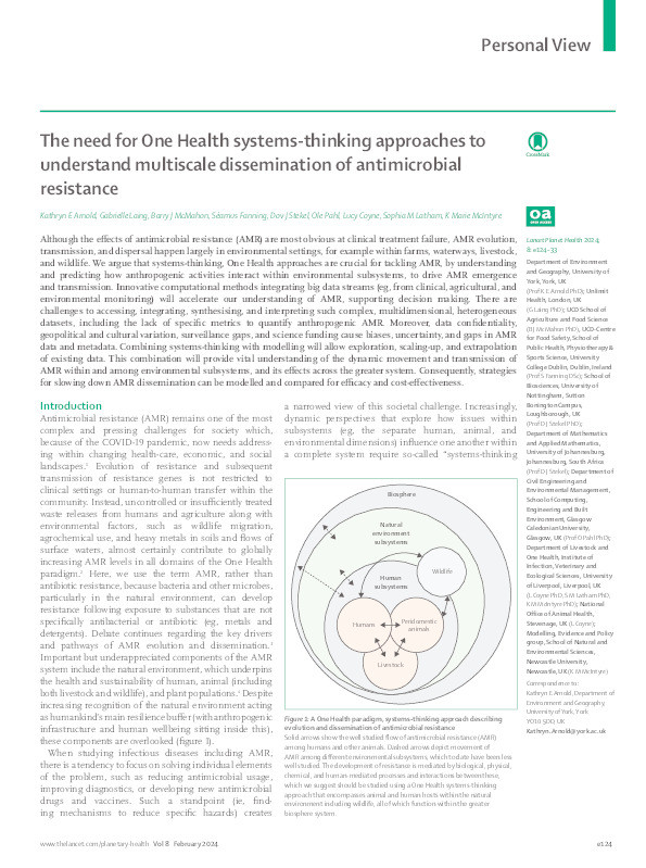 The need for One Health systems-thinking approaches to understand multiscale dissemination of antimicrobial resistance Thumbnail