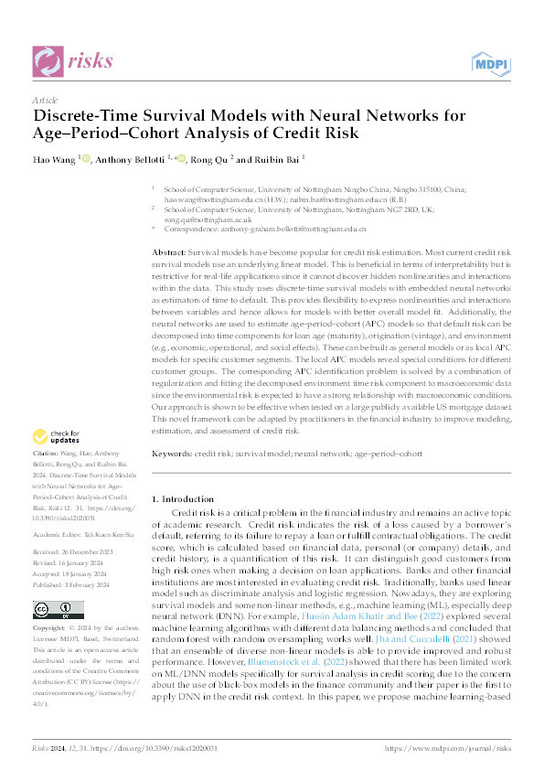 Discrete-Time Survival Models with Neural Networks for Age–Period–Cohort Analysis of Credit Risk Thumbnail