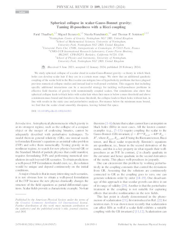 Spherical collapse in scalar-Gauss-Bonnet gravity: Taming ill-posedness with a Ricci coupling Thumbnail