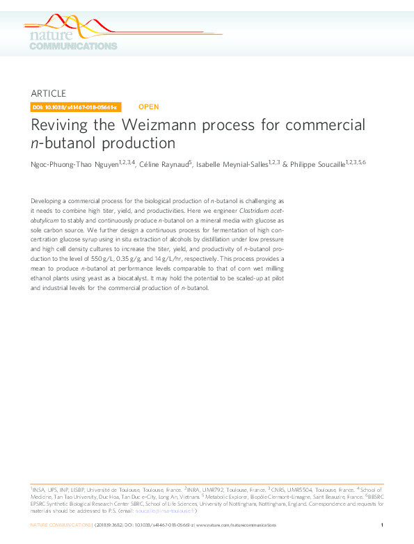 Reviving the Weizmann process for commercial n-butanol production Thumbnail