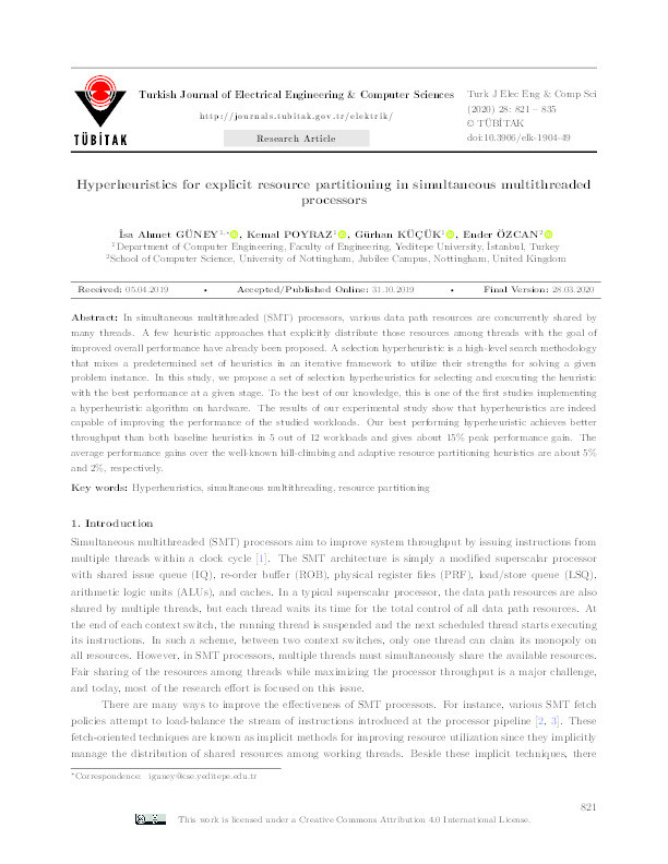 Hyperheuristics for explicit resource partitioning in simultaneous multithreaded processors Thumbnail