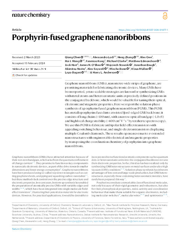 Porphyrin-fused graphene nanoribbons Thumbnail