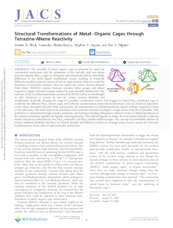 Structural Transformations of Metal-Organic Cages through Tetrazine-Alkene Reactivity Thumbnail