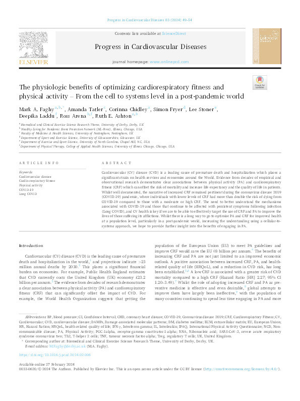 The physiologic benefits of optimizing cardiorespiratory fitness and physical activity – From the cell to systems level in a post-pandemic world Thumbnail