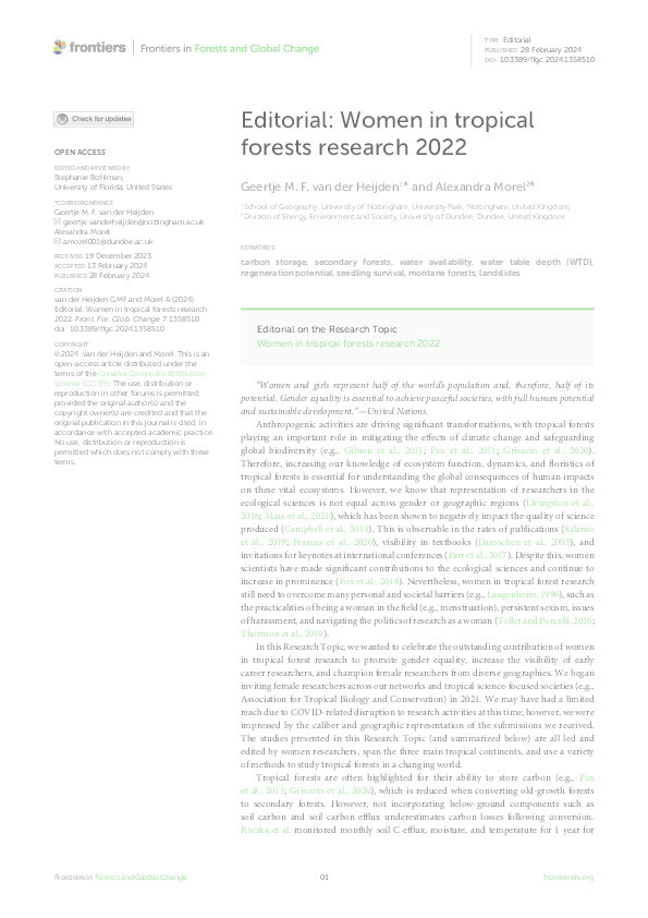 Editorial: Women in tropical forests research 2022 Thumbnail