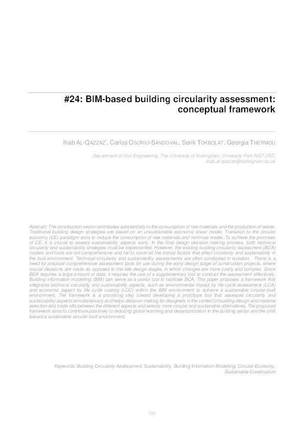 BIM-based building circularity assessment: conceptual framework Thumbnail