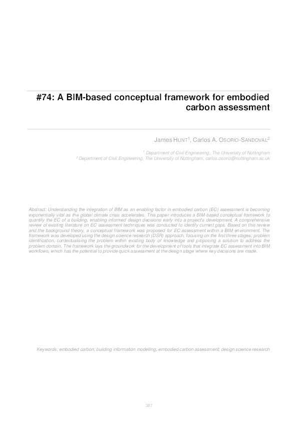 A BIM-based conceptual framework for embodied carbon assessment Thumbnail