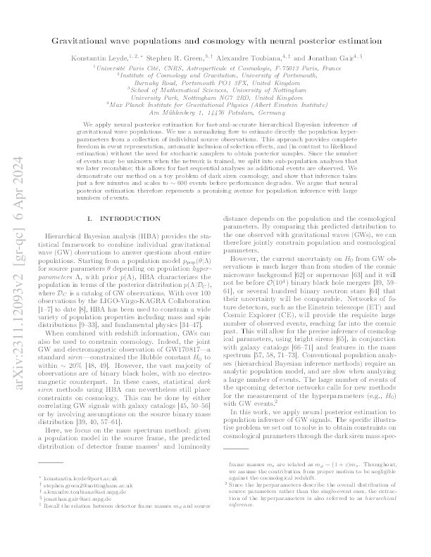 Gravitational wave populations and cosmology with neural posterior estimation Thumbnail