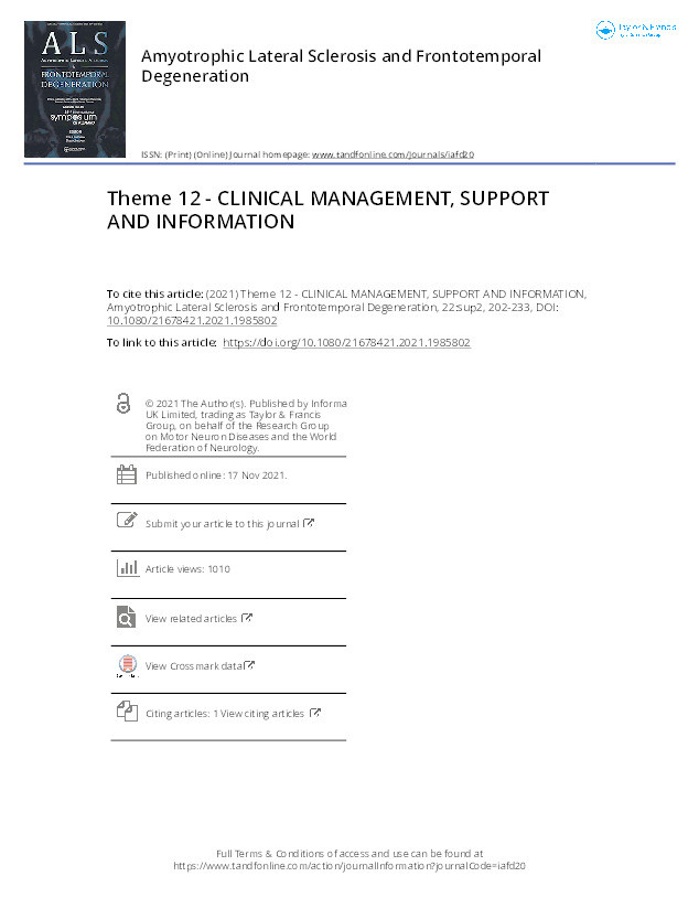CMS-55 Development of theOptiCALS nutritional supportintervention for people withamyotrophic lateral sclerosis Thumbnail