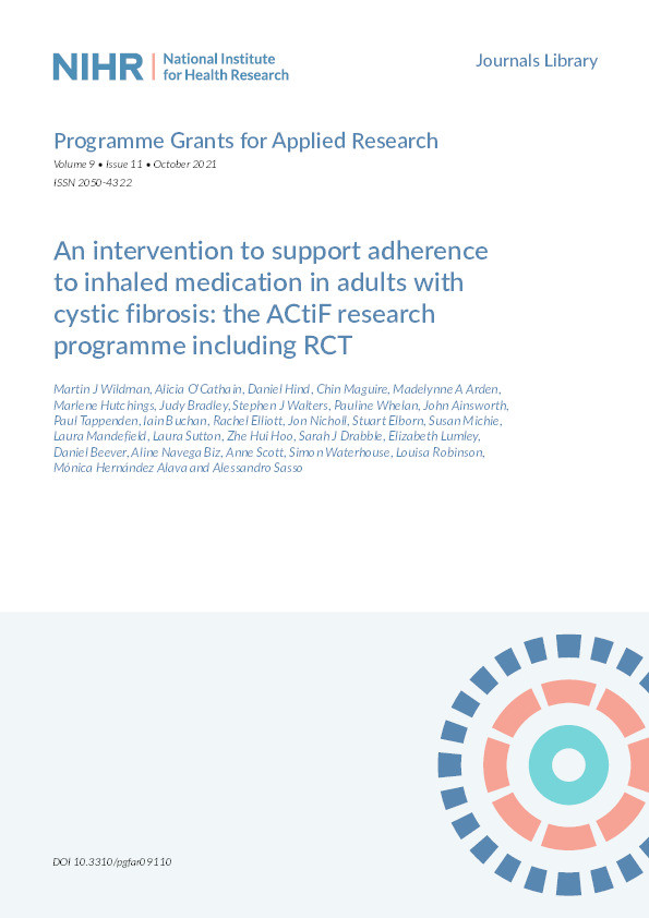 An intervention to support adherence to inhaled medication in adults with cystic fibrosis: the ACtiF research programme including RCT Thumbnail
