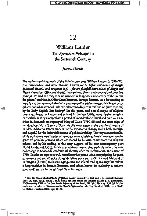 William Lauder: The Speculum Principis in the Sixteenth Century Thumbnail