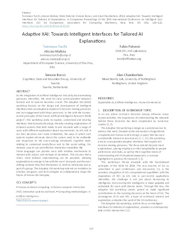 Adaptive XAI: Towards Intelligent Interfaces for Tailored AI Explanations Thumbnail