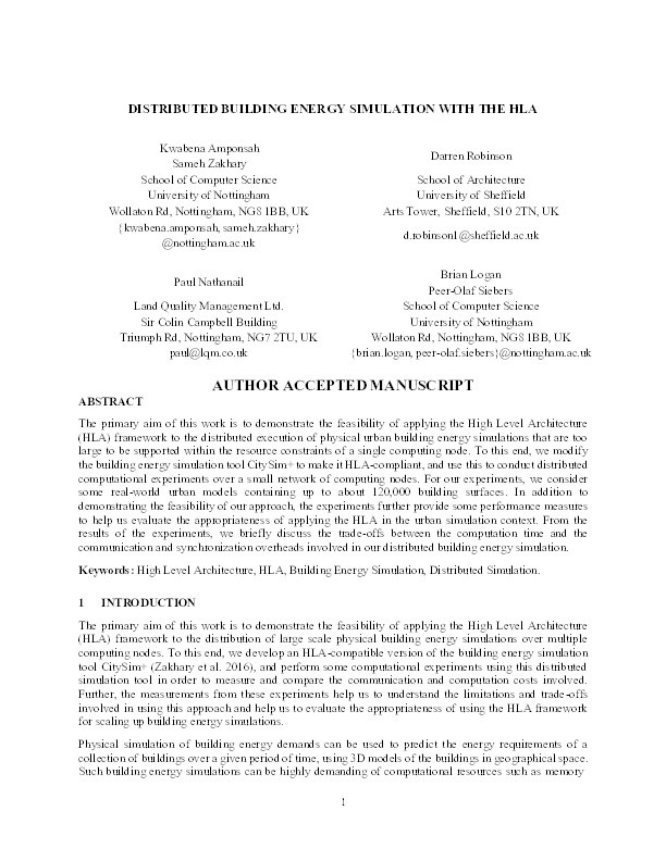 Distributed building energy simulation with the HLA Thumbnail