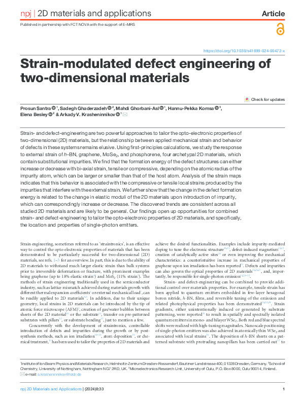 Strain-modulated defect engineering of two-dimensional materials Thumbnail