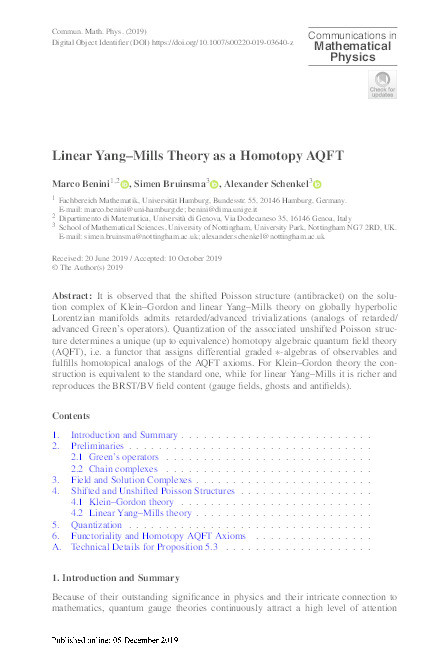 Linear Yang–Mills Theory as a Homotopy AQFT Thumbnail
