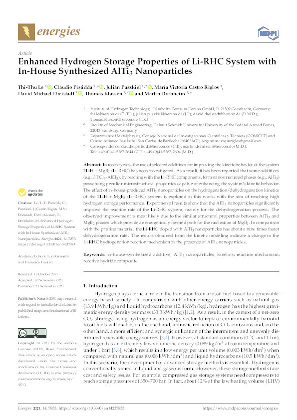 Enhanced Hydrogen Storage Properties of Li-RHC System with In-House Synthesized AlTi3 Nanoparticles Thumbnail