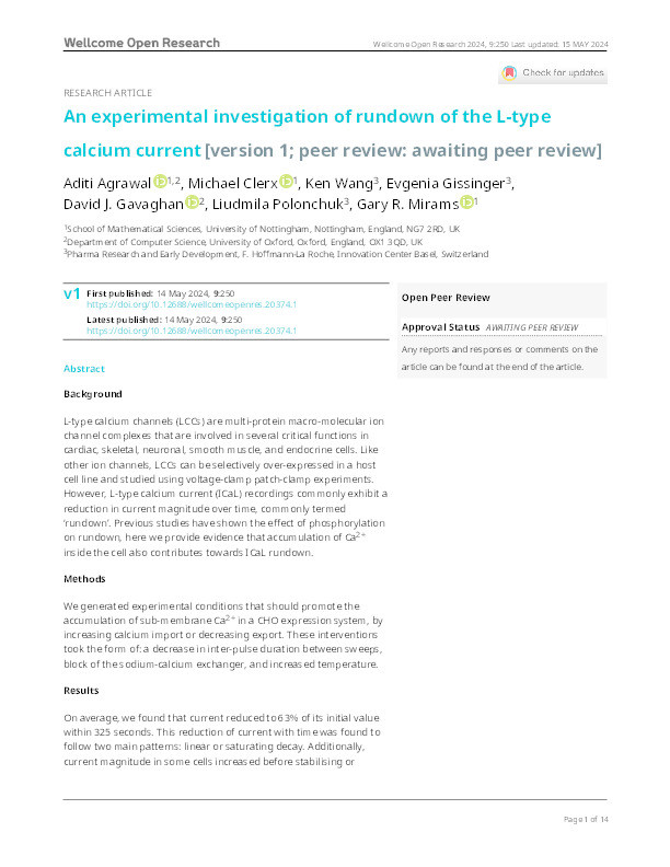 An experimental investigation of rundown of the L-type calcium current [version 1; peer review: awaiting peer review] Thumbnail