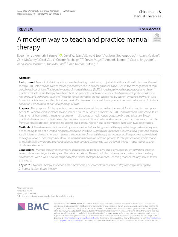 A modern way to teach and practice manual therapy Thumbnail