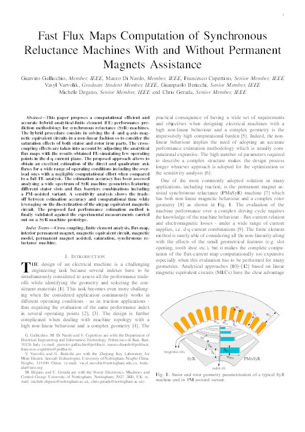 Fast Flux Maps Computation of Synchronous Reluctance Machines With and Without Permanent Magnets Assistance Thumbnail