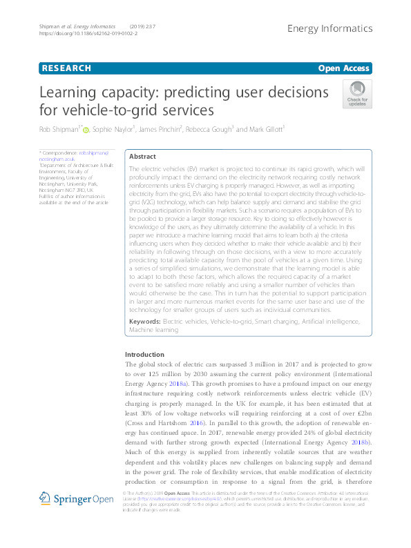 Learning capacity: predicting user decisions for vehicle-to-grid services Thumbnail