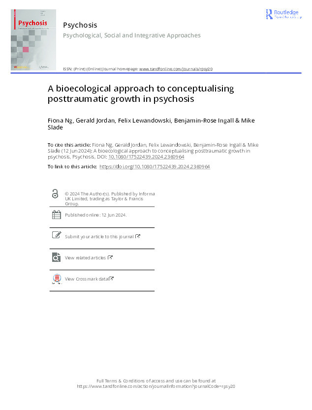 A bioecological approach to conceptualising posttraumatic growth in psychosis Thumbnail