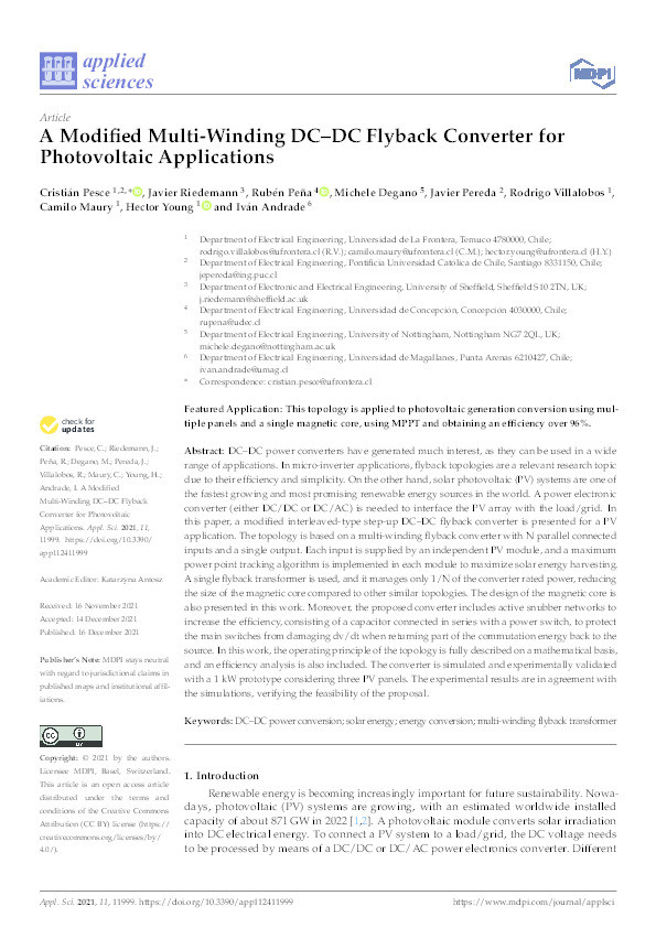 A modified multi-winding dc-dc flyback converter for photovoltaic applications Thumbnail