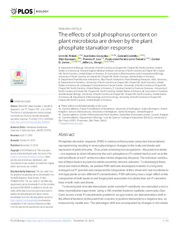 The effects of soil phosphorus content on plant microbiota are driven by the plant phosphate starvation response Thumbnail