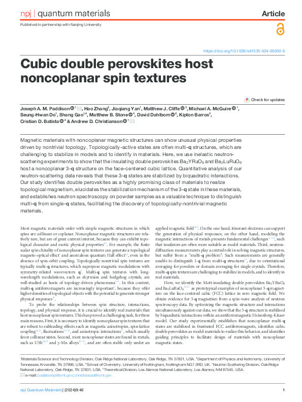 Cubic double perovskites host noncoplanar spin textures Thumbnail