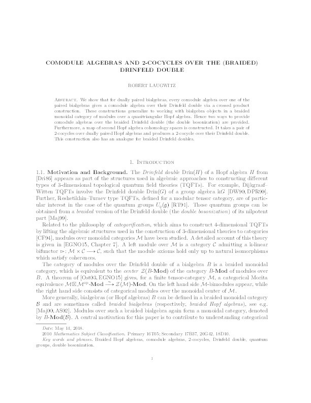 Comodule algebras and 2-cocycles over the (Braided) Drinfeld double Thumbnail