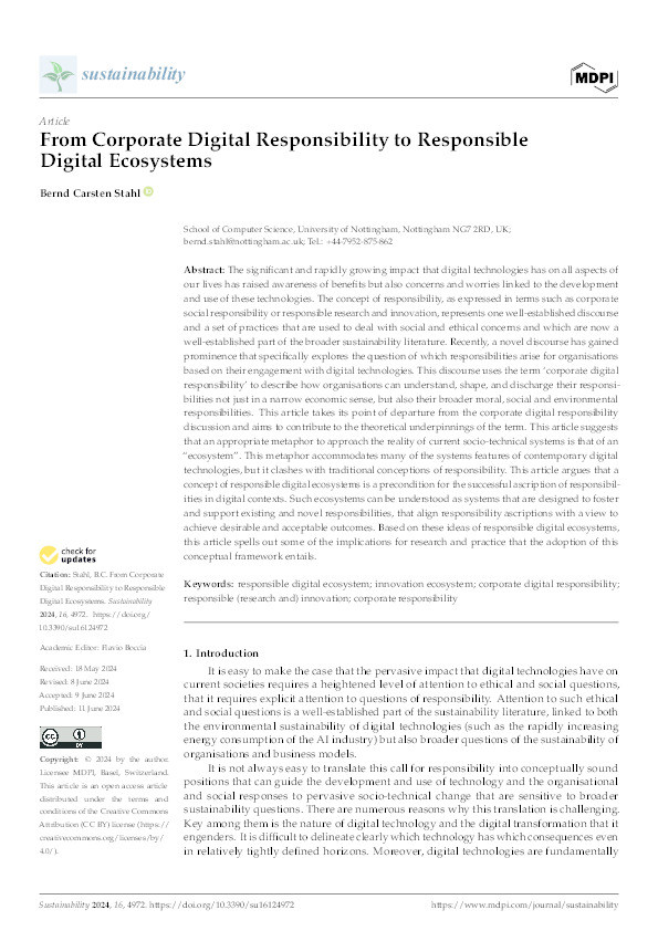 From Corporate Digital Responsibility to Responsible Digital Ecosystems Thumbnail