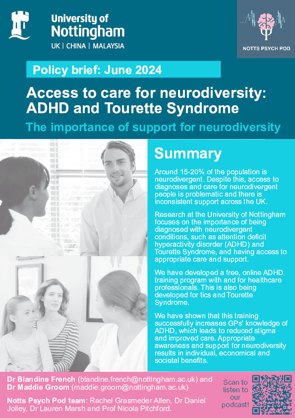 Policy Brief: Access to care for neurodiversity -  ADHD and Tourette Syndrome Thumbnail