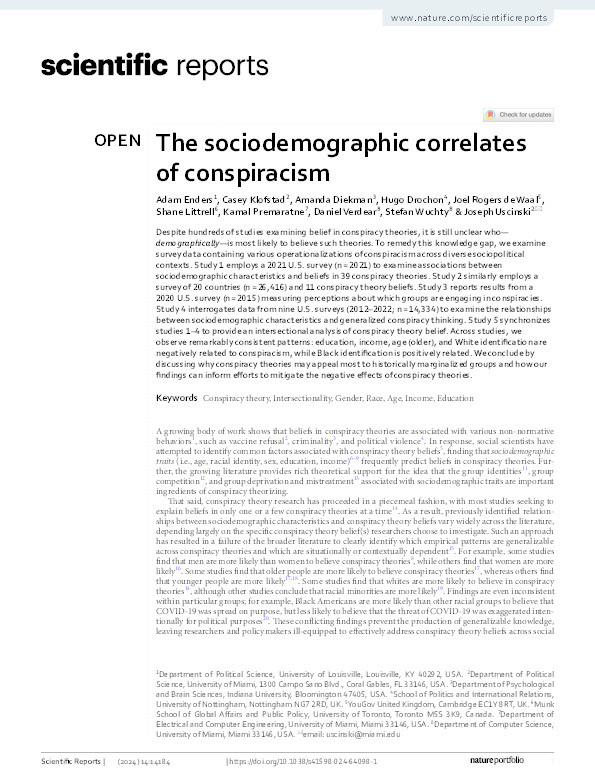 The sociodemographic correlates of conspiracism Thumbnail