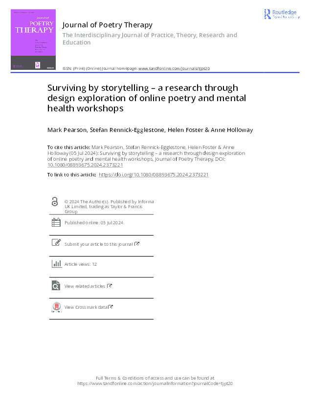 Surviving by storytelling – a research through design exploration of online poetry and mental health workshops Thumbnail