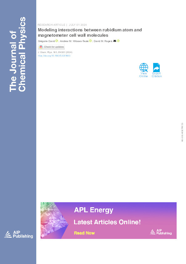 Modeling interactions between rubidium atom and magnetometer cell wall molecules Thumbnail