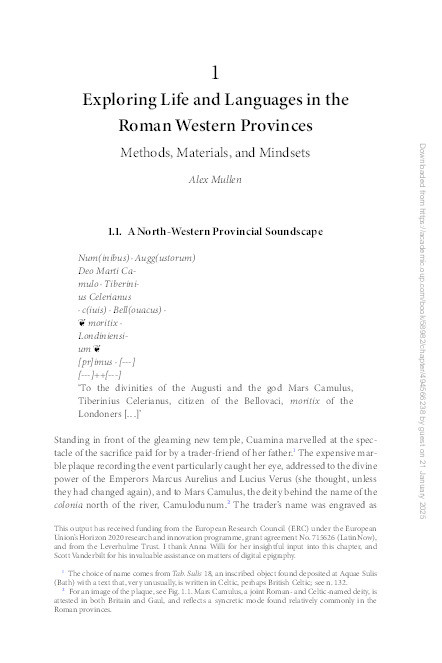 Exploring Life and Languages in the Roman Western Provinces: Methods, Materials, and Mindsets Thumbnail