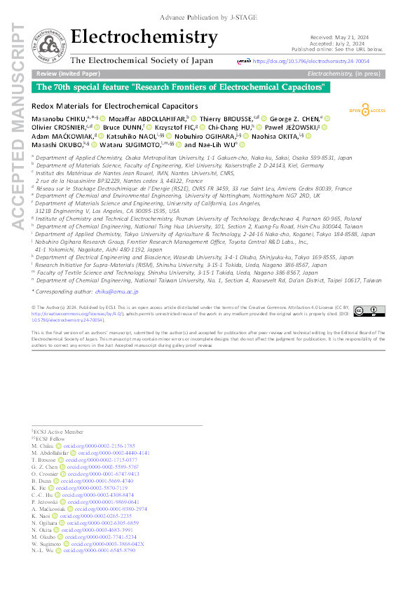 Redox Materials for Electrochemical Capacitors Thumbnail