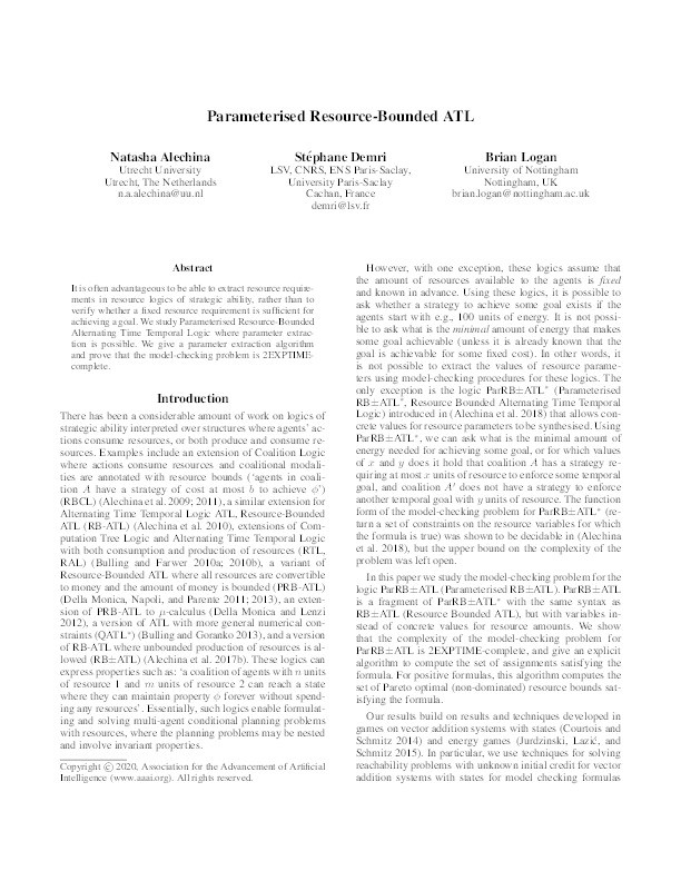 Parameterised Resource-Bounded ATL Thumbnail