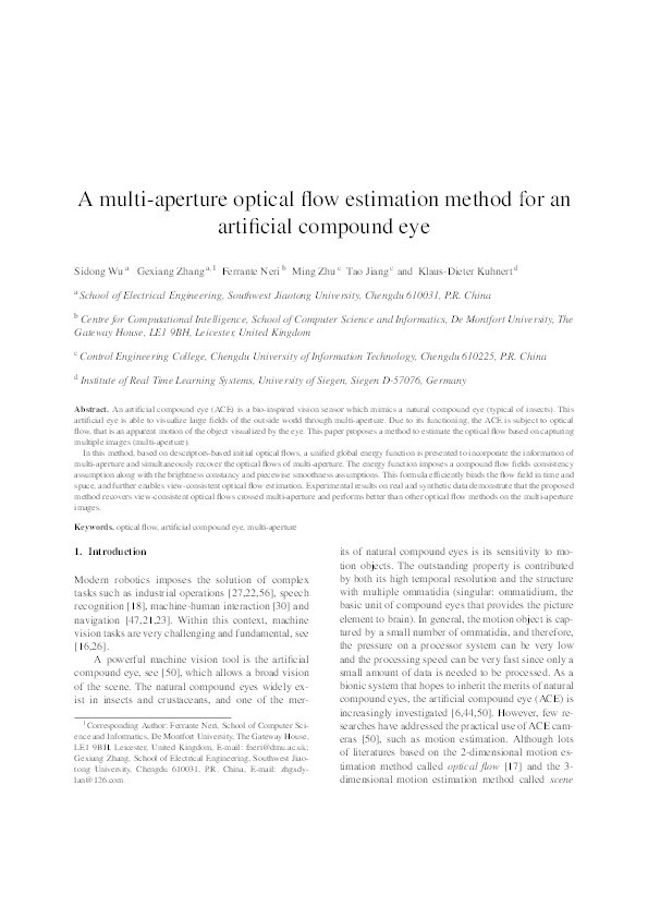 A multi-aperture optical flow estimation method for an artificial compound eye Thumbnail