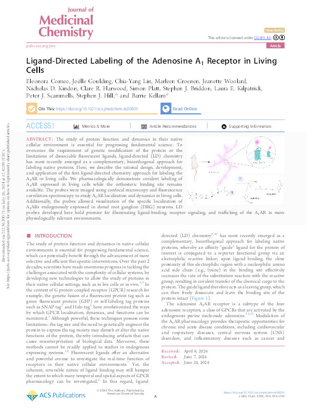 Ligand-Directed Labeling of the Adenosine A1 Receptor in Living Cells Thumbnail